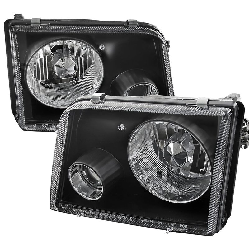1993-1997 Ford Ranger Headlights Integrated H3 Projector Fog Light Black
