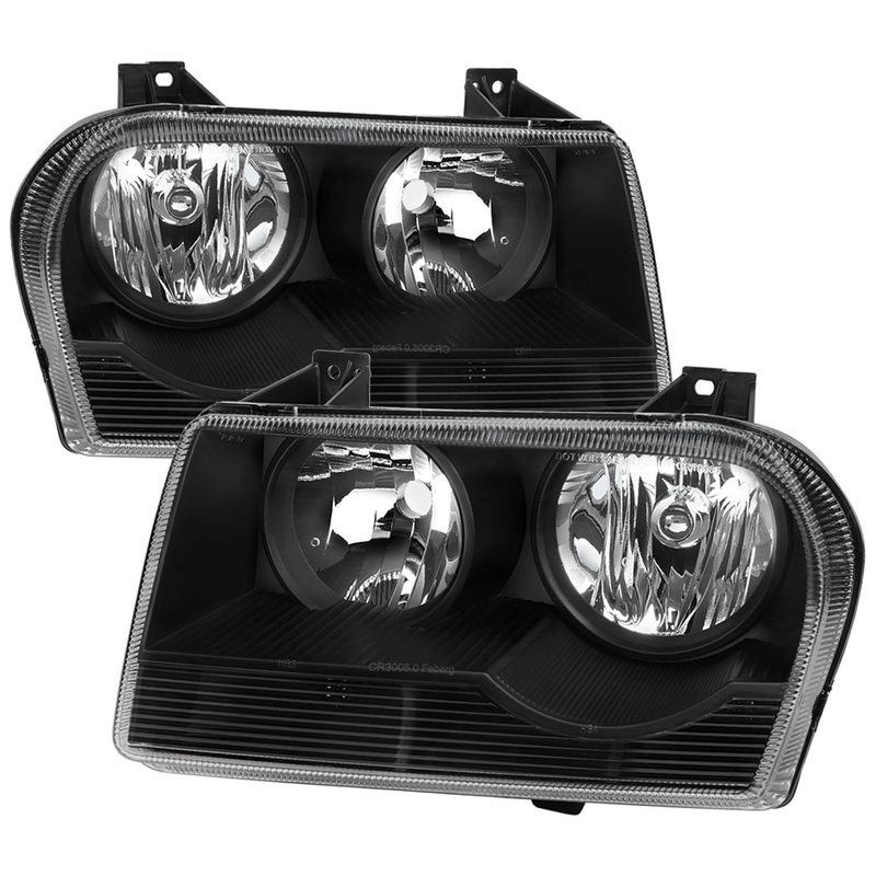 2005-2010 Chrysler 300 Factory Style Headlights Matte Black/Clear Lens