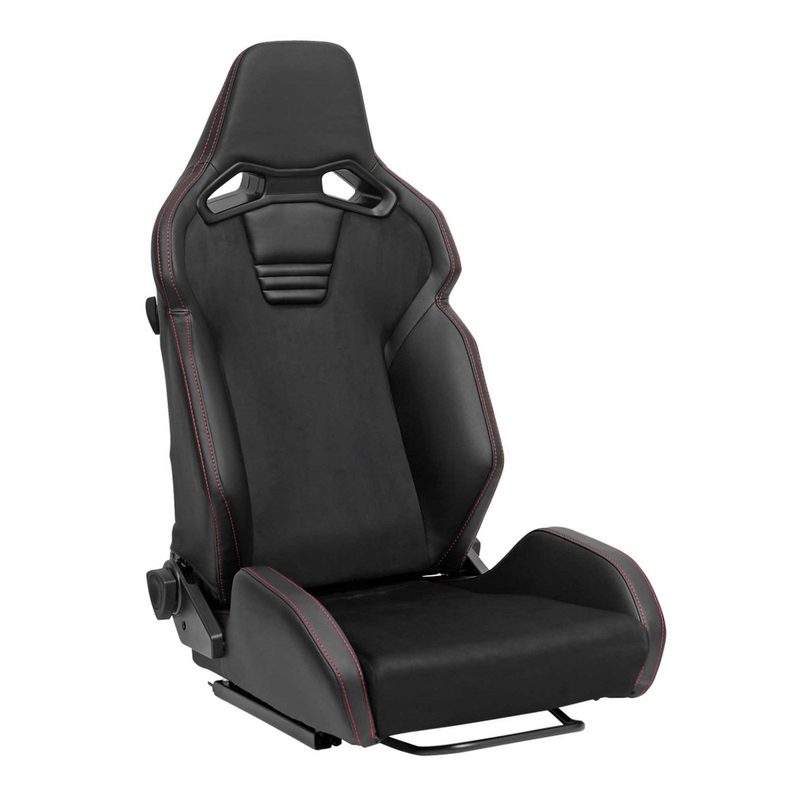 Universal Racing Seat Black Pu And Black Suede With Double Black Stitch