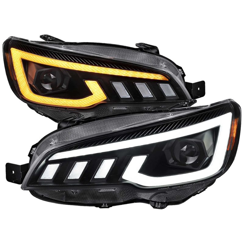For Subaru Impreza WRX STI 2015-2021 Projector Headlights Sequential LED Switchback DRL Black Housing Clear Lens
