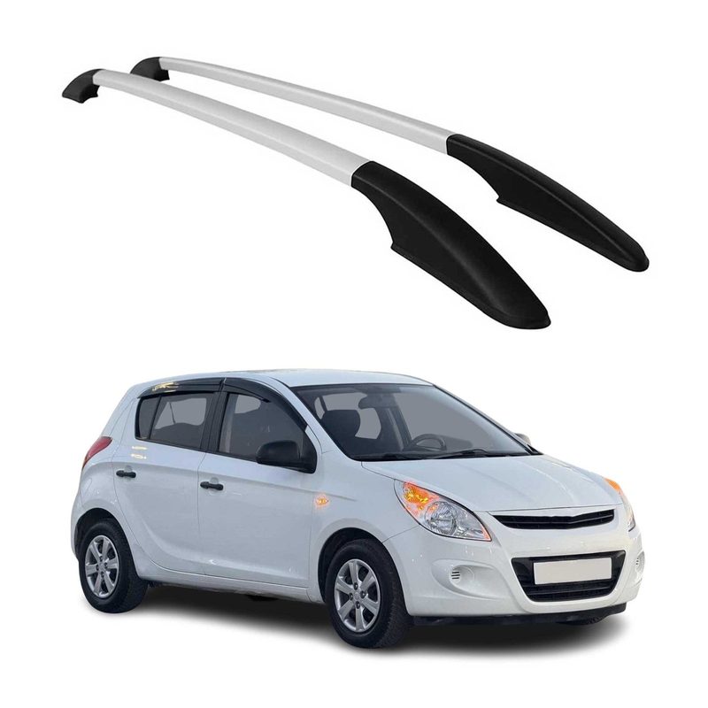 2008-2014 Hyundai i20 Roof Rack Rails Side Rails Aluminium Silver 2 Pcs