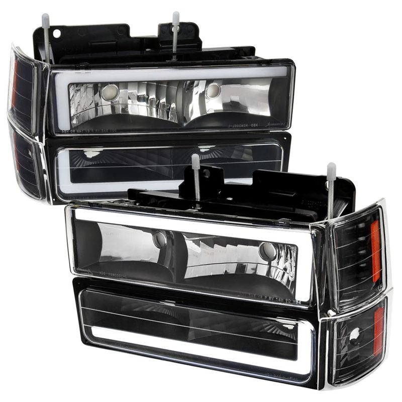 1994-1998 Chevy C10 C/K Tahoe Suburban LED Headlights &Corner Lights Black