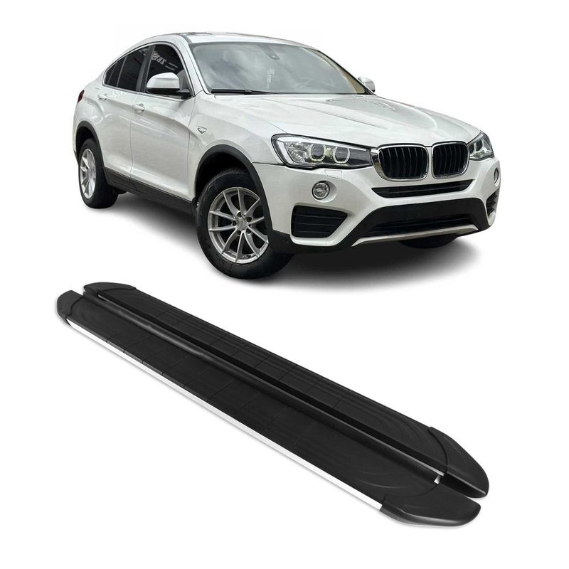 2015-2018 BMW X4 F26 Running Boards Side Steps Silver & Black