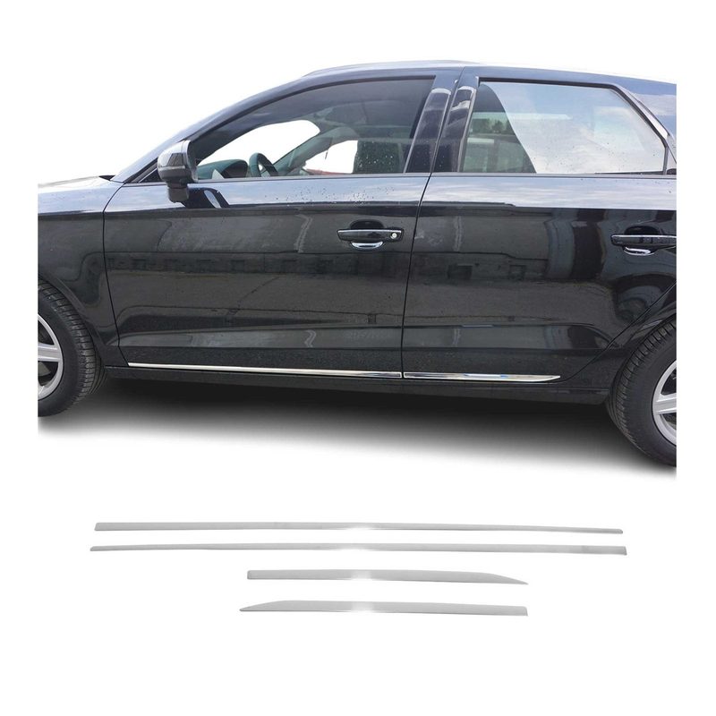 2011-2016 Hyundai Elantra Side Door Molding Trim Skirt Garnish Stainless Steel Silver 4 Pcs