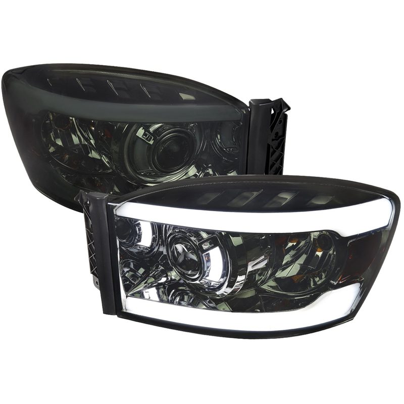 2006-2008 Dodge RAM 1500/ 06-2009 Dodge RAM 2500/3500 LED Tube Headlights Smoke