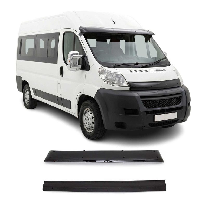 2006-2014 Citroen Jumper Windshield Sun Visor & Bug Shield Hood Deflector Kit 2Pcs Smoke