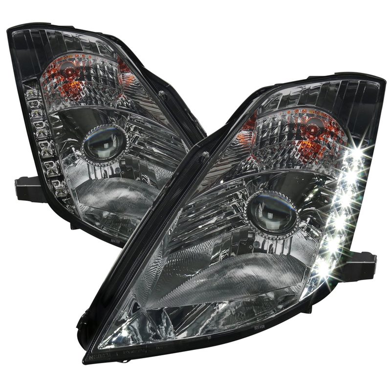 2003-2005 Nissan 350Z Projector Headlights w/ SMD LED Light Strip Chrome/Smoke