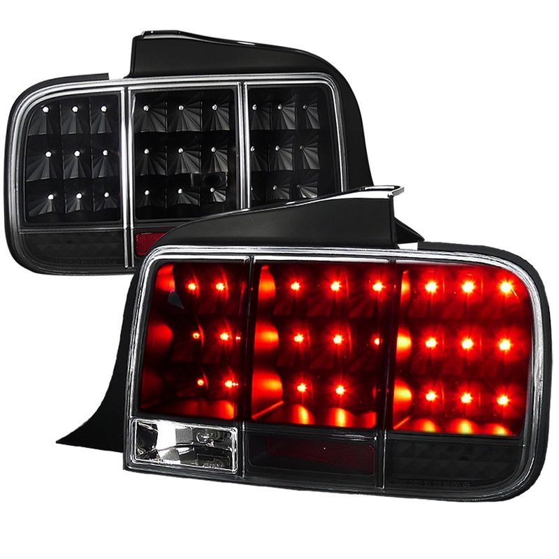 2005-2009 Ford Mustang Sequential LED Tail Lights Matte Black/Clear Lens