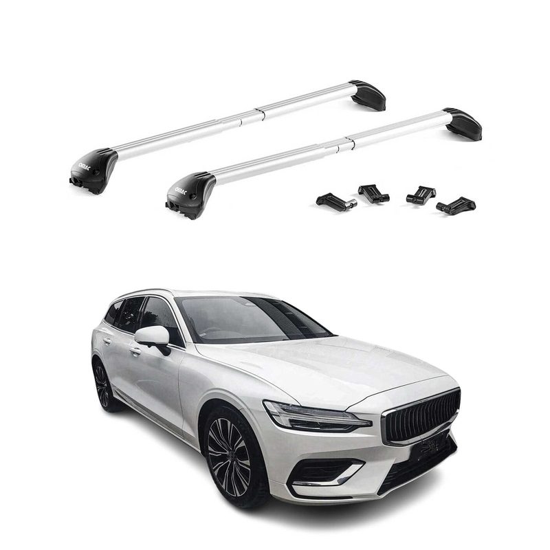 2020-2023 Volvo V60 Roof Rack Cross Bars Black Luggage Carrier 2 Pcs