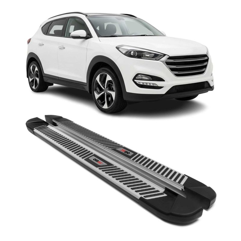 2016-2021 Hyundai Tucson Running Boards Side Steps Silver & Black