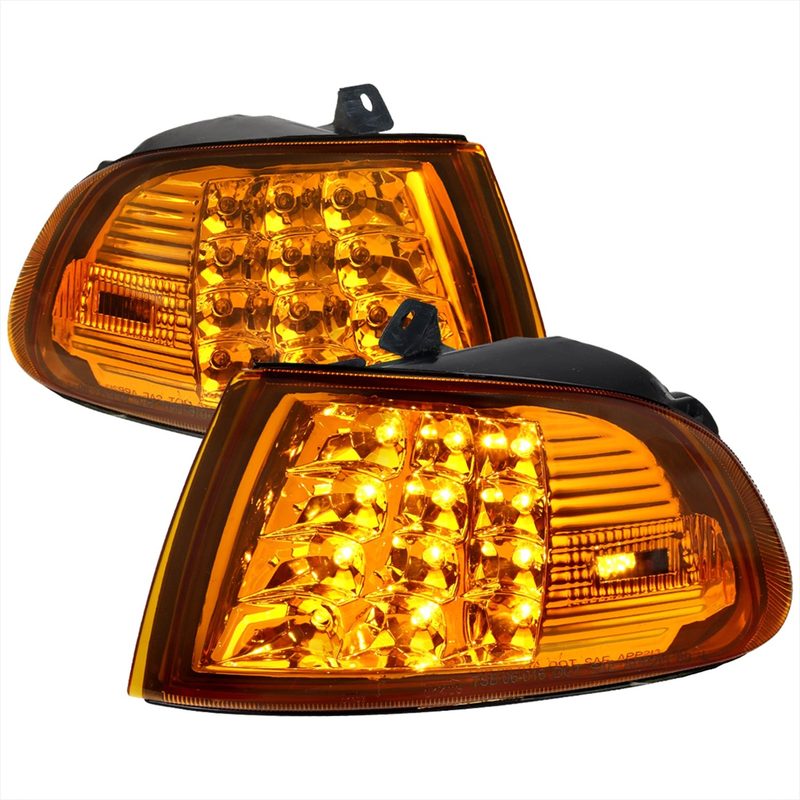 1992-1995 Honda Civic 2/3DR LED Corner Lights Chrome Housing/Amber Lens