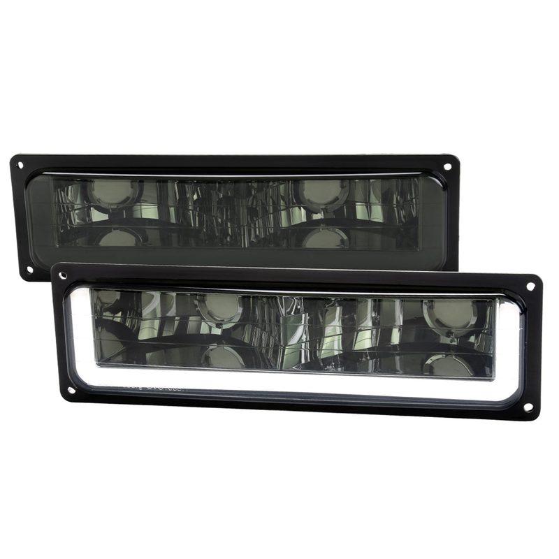 1988-1998 Chevy C10 GMC C/K LED Strip Bumper Corner Signal Lights Chrome/Smoke