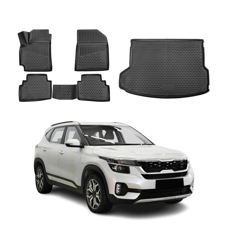 2021-2026 Kia Seltos Floor Mats & Cargo Liner Full Set Black