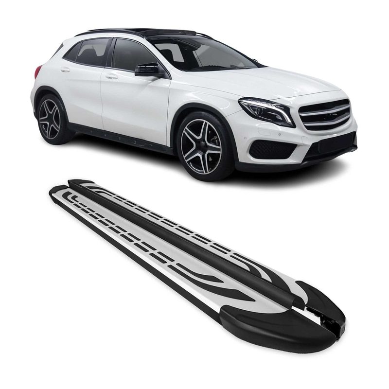 2015-2019 Mercedes GLA Class X156 Running Boards Side Steps Silver & Black