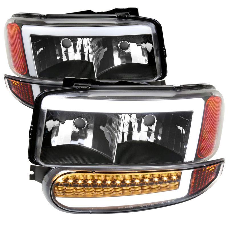 1999-2006 GMC Sierra Sierra Yukon/XL Headlights LED Signal Bumper Lights Black