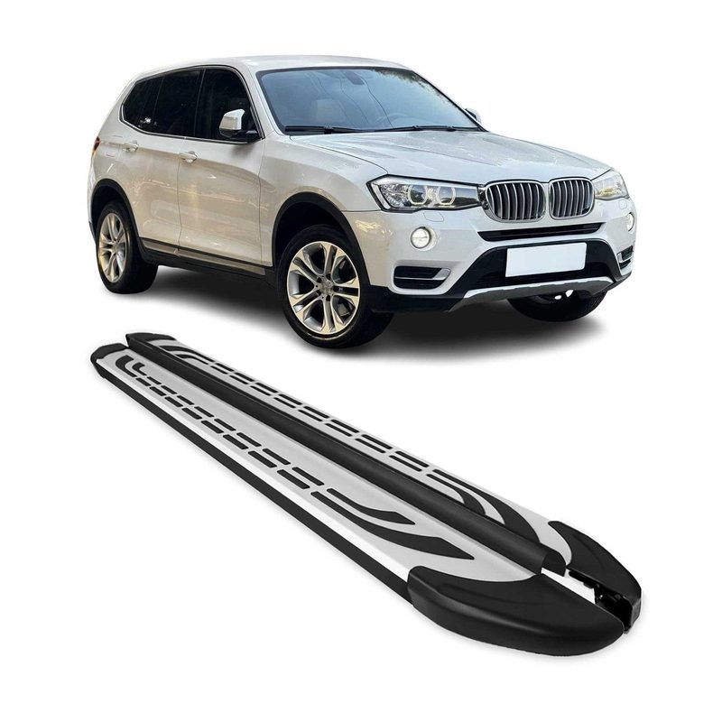 2011-2017 BMW X3 F25 Running Boards Side Steps Silver & Black