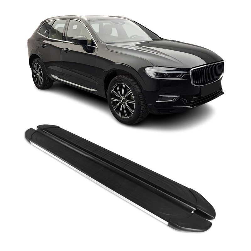 2018-2026 Volvo XC60 Side Step Nerf Bars Running Boards Alu Silver Black 2x