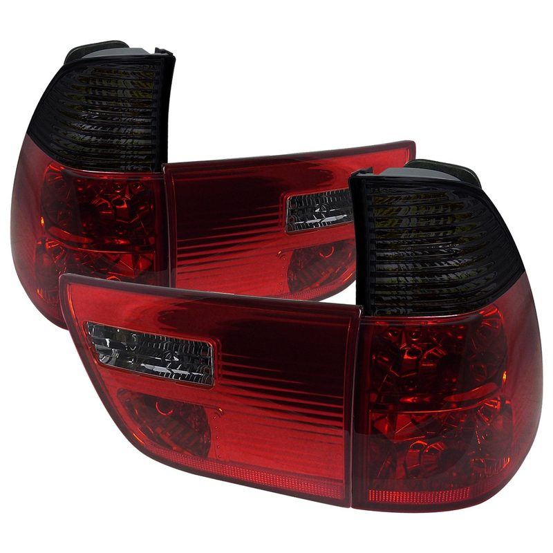 2000-2006 BMW E53 X5 Tail Lights - APC Chrome Housing/Red Smoke Lens