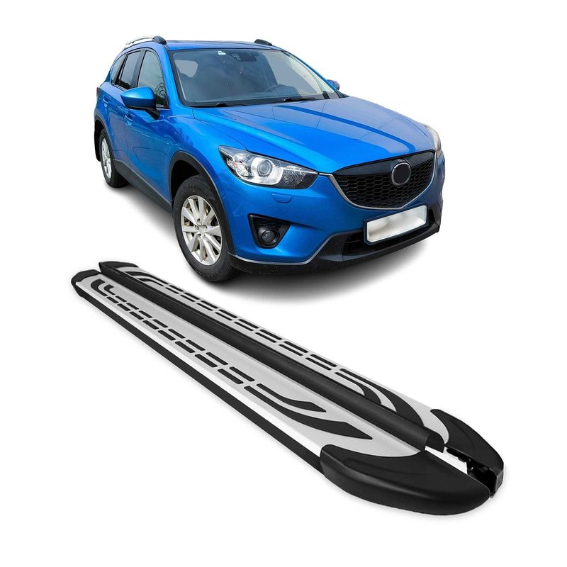 2013-2016 Mazda CX-5 Running Boards Side Steps Silver & Black