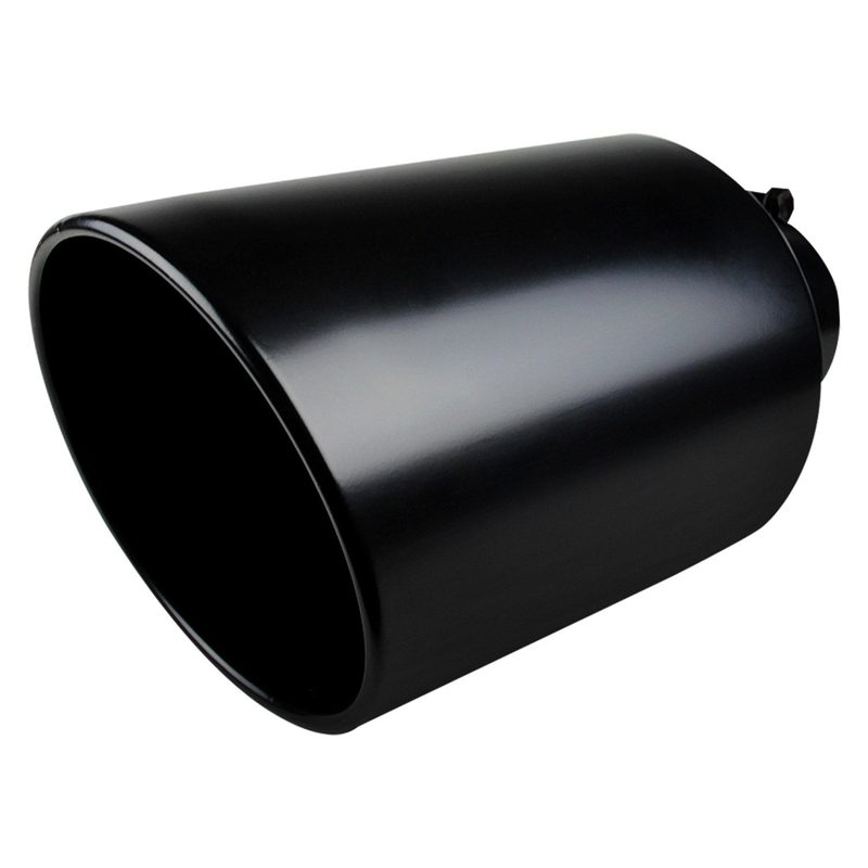 Universal 4" Inlet/8" Outlet Black Stainless Steel Bolt-On Angled Exhaust Tip