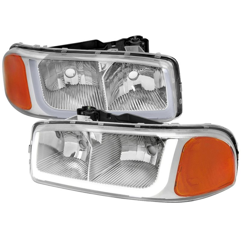 1999-2006 GMC Sierra/ 00-2006 Yukon/Yukon XL LED Tube Factory Headlights Chrome