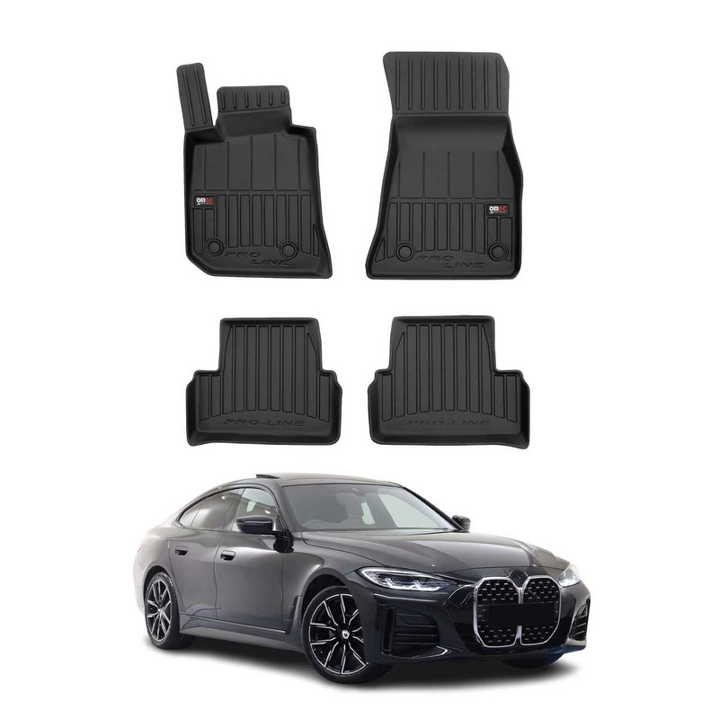 2022-2026 BMW i4 Gran Coupe / BMW 4 Series G26 Gran Coupe Premium Floor Mats Liners Full Set All Weather Heavy Duty Black