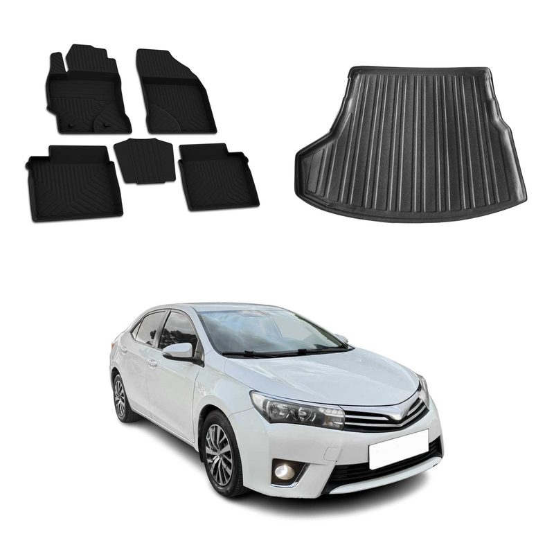 OMAC Floor Mats & Cargo Liners for Toyota Corolla 2014-2019 Sedan Black Rubber