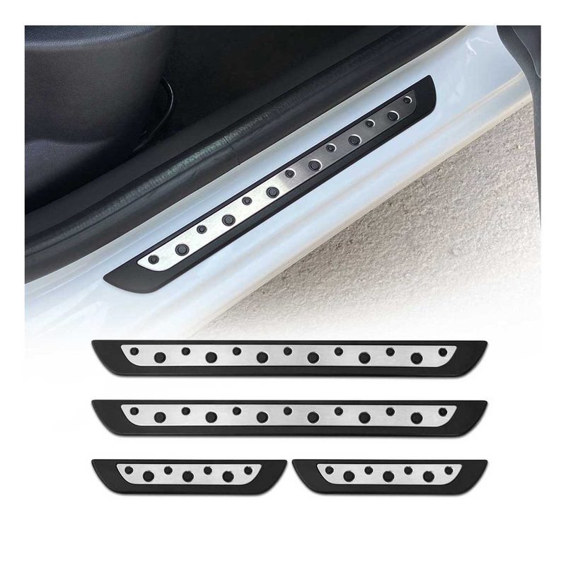 Mercedes C Class Door Sill Scuff Plate Scratch Protector Steel Silver 4 Pcs