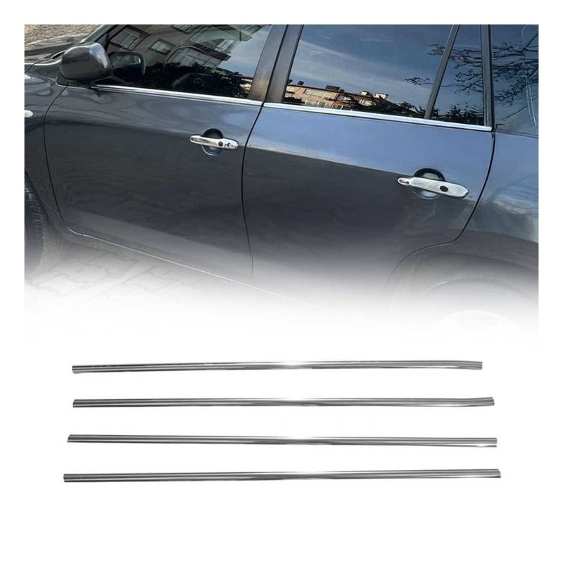 2006-2012 Toyota RAV4 Window Molding Trim Streamer Chrome Stainless Steel Silver 4 Pcs