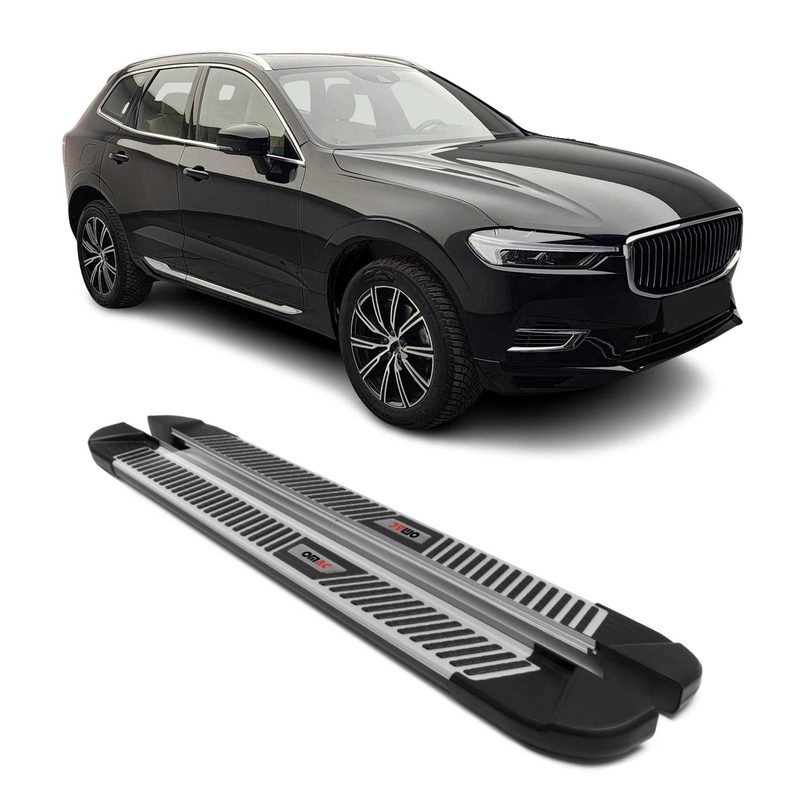 2018-2026 Volvo XC60 Side Step Nerf Bars Running Boards Silver Black Alu 2x