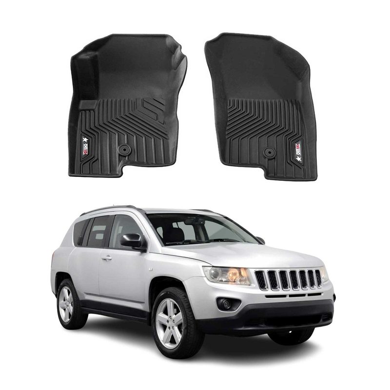 2007-2017 Jeep Compass Premium Floor Mats Liners First Row Front Black