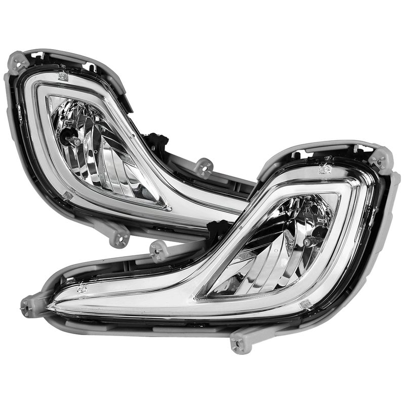 2012-2017 Hyundai Accent 12V/27W 881 Fog Lights Kit Chrome/Clear Lens