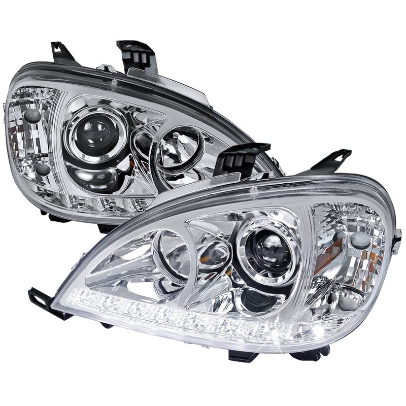2002-2005 Mercedes Benz W163 ML Class Projector Headlights LED Light Chrome
