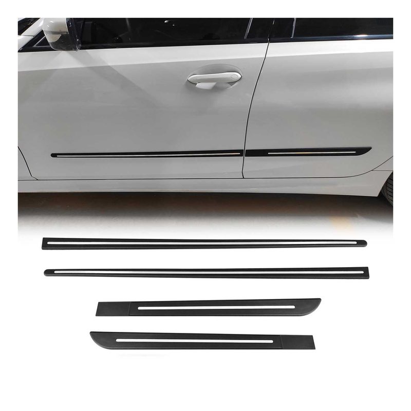 Audi Side Door Molding Trim Skirt Garnish Stainless Steel Silver 4 Pcs