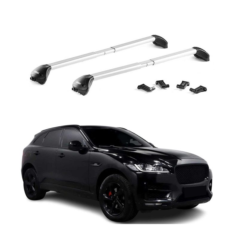 Roof Rack Cross Bars Luggage Carrier for Jaguar F-Pace 2017-2025 Alu Silver 2x