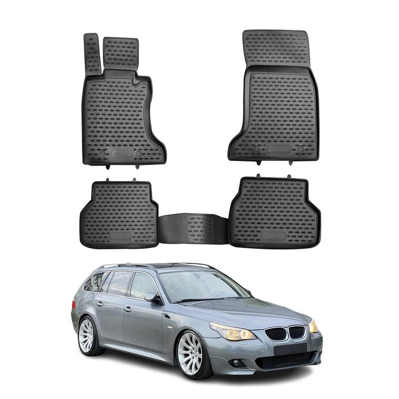 2004-2010 BMW 5 Series E61 Wagon Floor Mats Liners Full Set All Weather Black