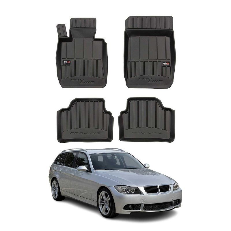 2005-2012 BMW 3 Series E91 Wagon Premium Floor Mats Liners Full Set All Weather Heavy Duty Black