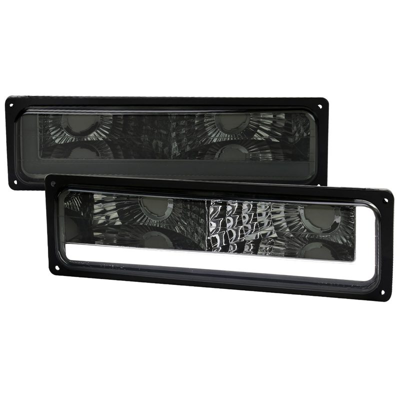 1988-1998 Chevy/GMC C10 C/K LED Strip Bumper Corner Signal Lights Chrome/Smoke