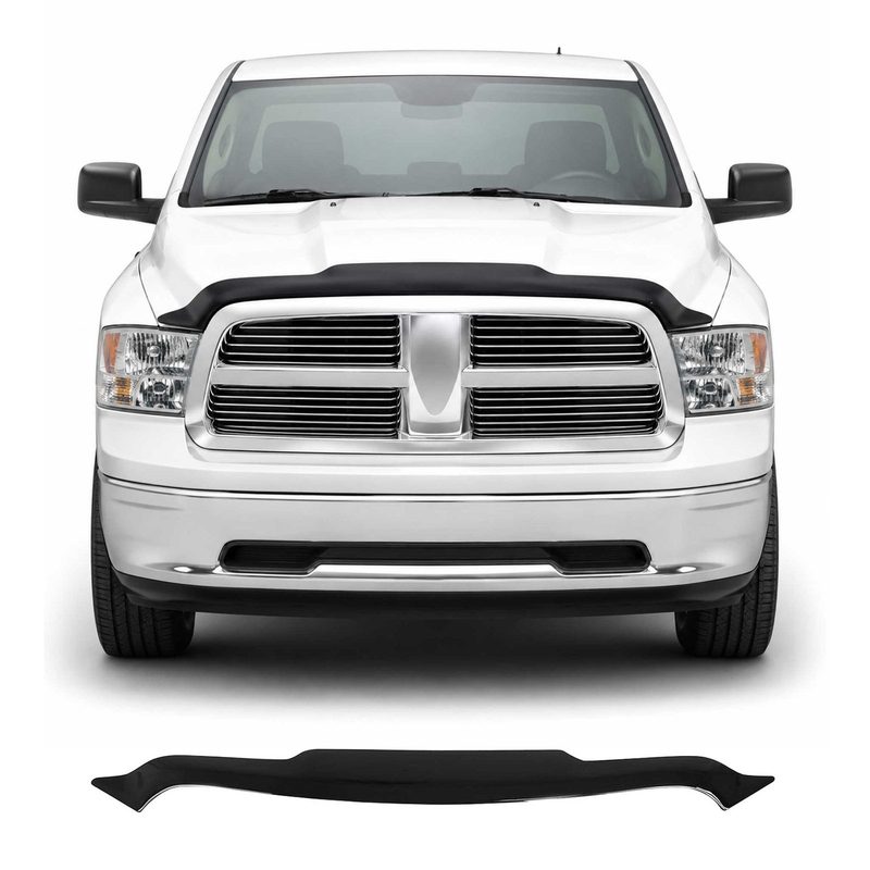 2012-2018 Dodge Ram 1500 2009-2011 / RAM 1500 Front Bug Shield Hood Deflector 1 Pc Smoke Stick Install