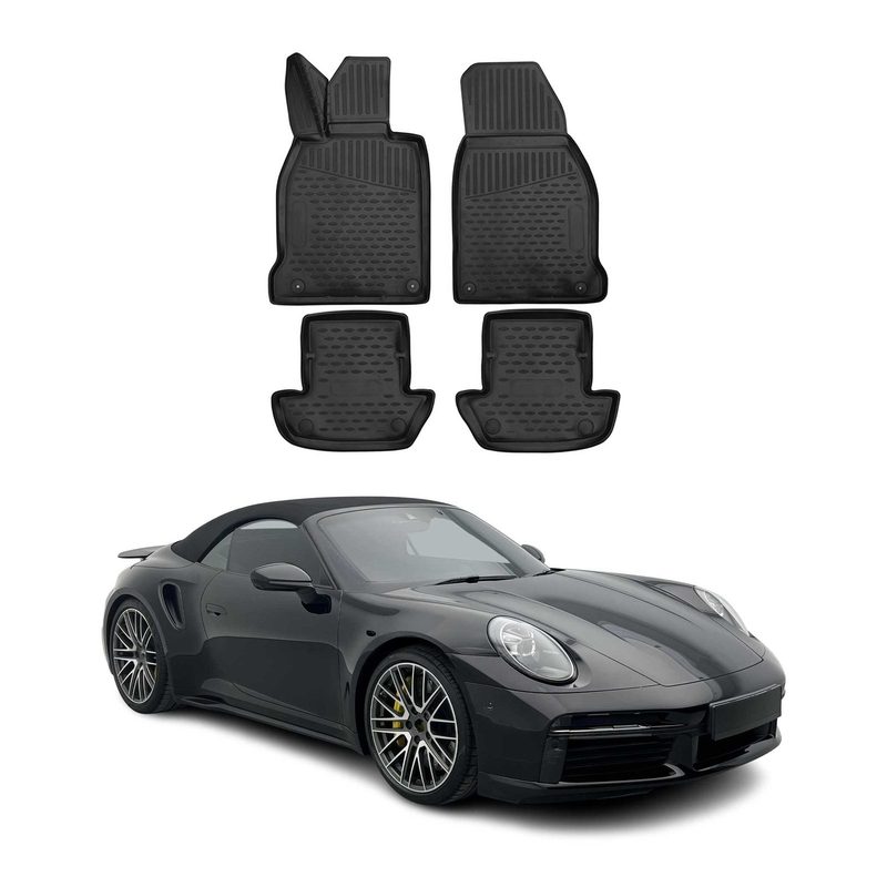 2020-2024 Porsche 911 Coupe Floor Mats Liners Full Set All Weather Black