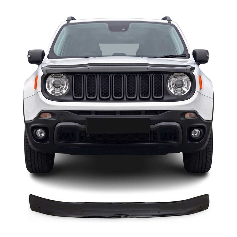 2015-2023 Jeep Renegade Front Bug Shield Hood Deflector Guard Black Smoke