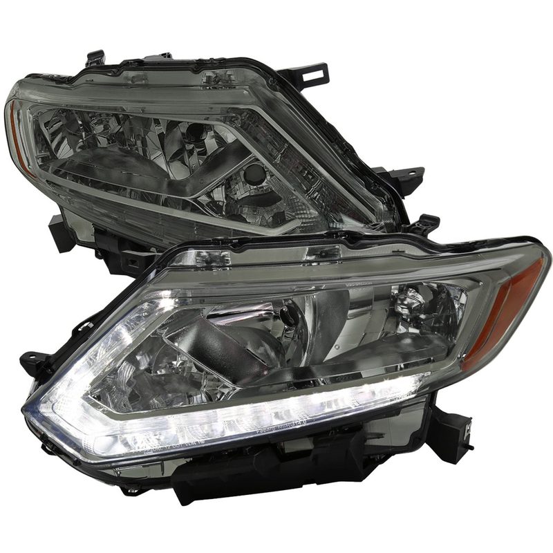 2014-2016 Nissan Rogue LED Strip Factory Style Headlights Chrome/Smoke Lens