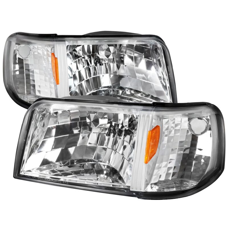1993-1997 Ford Ranger Factory Headlights w/Corner Signal Lights Chrome/Clear