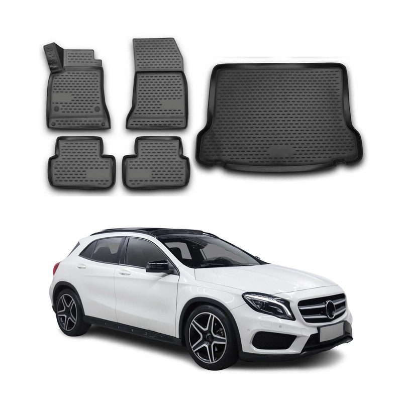 2015-2019 Mercedes GLA Class X156 Floor Mats & Cargo Liner Full Set All Weather Black