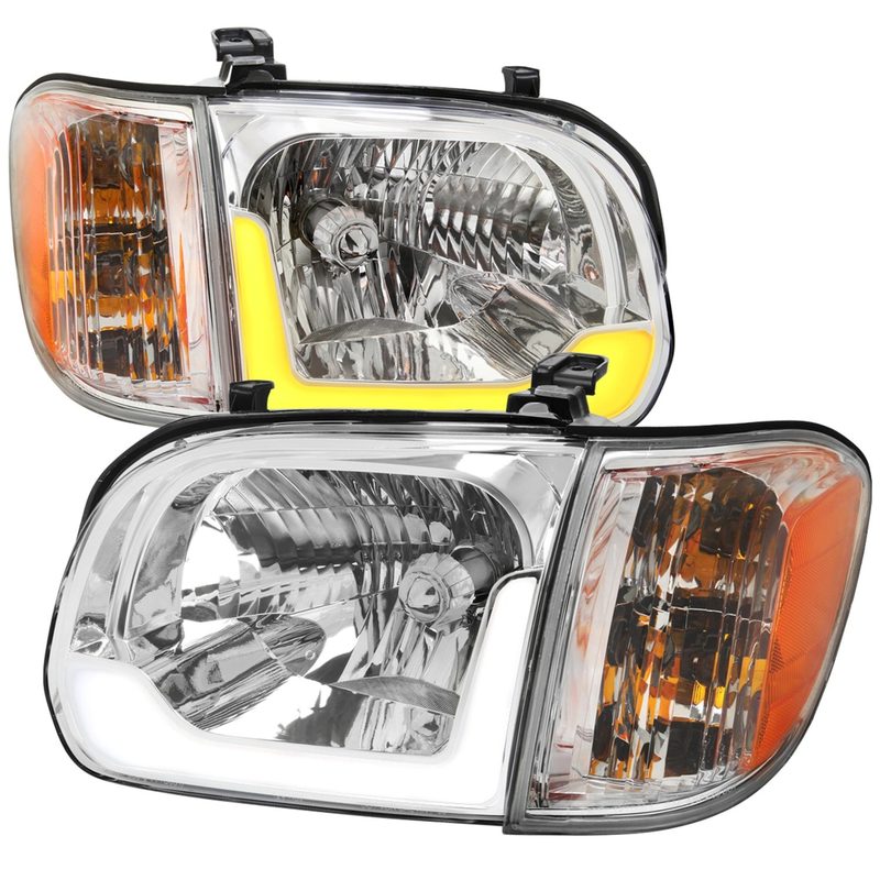 2005-2006 Toyota Tundra/Sequoia LED Bar Factory Headlights Corner Lamps Chrome