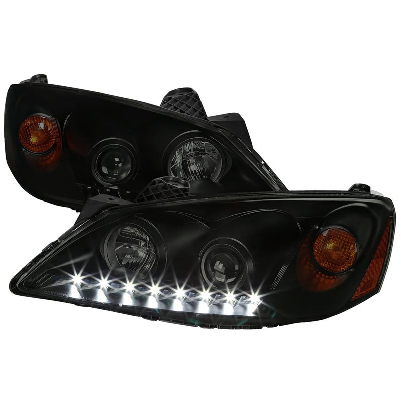 2005-2010 Pontiac G6 Projector Headlights w/ LED Light Strip Black/Smoke Lens