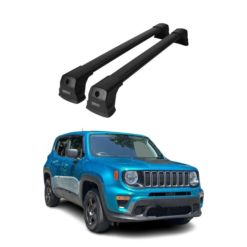 2015-2023 Jeep Renegade Roof Rack Cross Bars Luggage Carrier Aluminium Black 2 Pcs