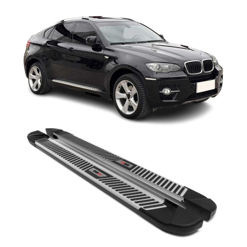 2007-2013 BMW X5 E70 Running Boards Side Steps Silver & Black