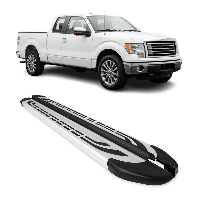 2009-2014 Ford F-150 Supercrew Cab Nerf Bars Side Steps Running Boards Silver