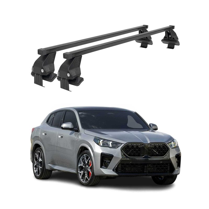 Top Roof Racks Cross Bars Luggage Carrier for BMW X2 U10 2024-26 Steel Black 2x